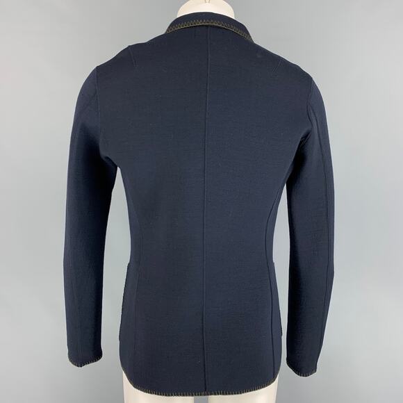 KOLOR Size L Navy Green Contrast Stitch Wool Nylon Sport Coat - Picture 3 of 7